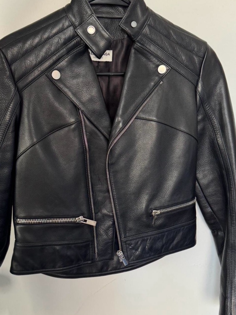 Balenciaga Black Leather Cropped Jacket - Picture 2 of 7